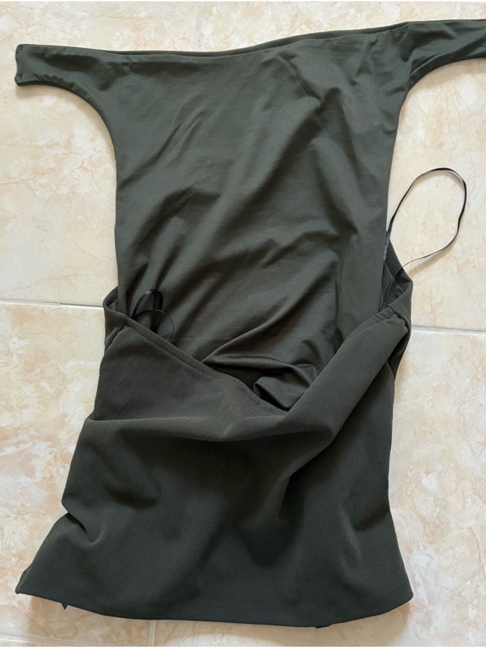 H&M Olive Ruched One-Shoulder Top - Picture 2 of 3